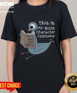 Kids in funny pigeon costume reading, showcasing the 'This Is My Book Character' tee for a fun literary-themed event.