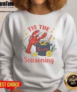 Alt Text: Funny Tis The Summer Seasoning Crawfish Sweatshirt featuring a playful design perfect for seafood lovers and summer fun.