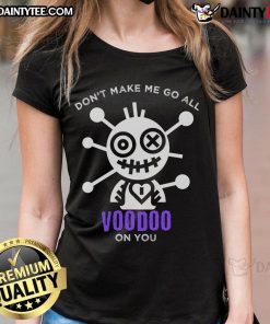 Funny Voodoo Doll design on a Mardi Gras tee for ladies, perfect for Halloween in New Orleans with a sarcastic twist.