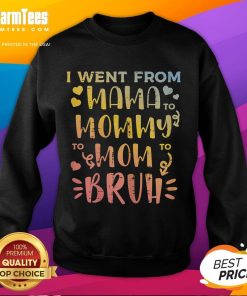 Funny sweatshirt for Mother's Day featuring 'Mama, Mommy, Mom to Bruh' design, perfect gift for moms.