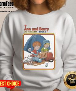 Good Ann and Barry Go Homeless Book 1 Waterford Whispers sweatshirt featuring colorful graphics and cozy design.