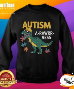 Good Autism Awareness Dinosaur Puzzle Piece Acceptance Sweatshirt featuring colorful design and supportive message.