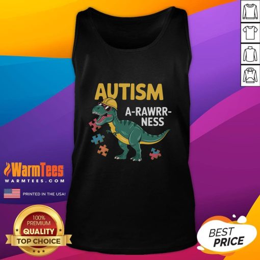 Good Autism Awareness Dinosaur Puzzle Piece Acceptance Tank Top featuring colorful design promoting inclusivity and support.