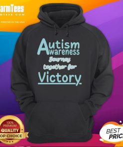 Person wearing a 'Good Autism Awareness Journey Together for Victory' cute hoodie, promoting autism awareness and support.