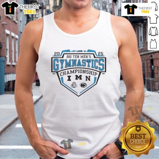 Men's gymnastics tournament tank top featuring Big Ten logo, perfect for fans of the 2025 Big Ten Men's Gymnastics Tournament.