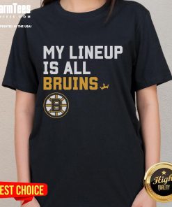Good Boston Bruins My Lineup Ladies Tee featuring team colors and logo, perfect for female fans and game day attire.