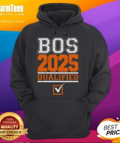 2025 Boston Marathon hoodie featuring the official logo and vibrant design for race participants and fans.