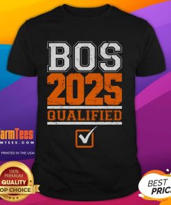 Good Boston Qualified Annual Race 2025 Marathon T-Shirt featuring a vibrant design and commemorative logo for runners.