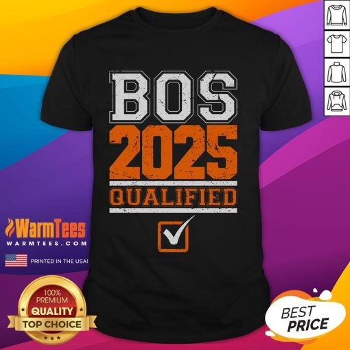 Good Boston Qualified Annual Race 2025 Marathon T-Shirt featuring a vibrant design and commemorative logo for runners.