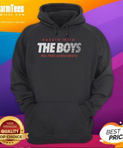 Alt Text: Good Bussin The Boys Fade No Free Shoutouts Hoodie in black, featuring a stylish design and comfortable fit.