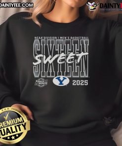 BYU Cougars 2025 NCAA Men's Basketball Tournament Sweet 16 sweatshirt in navy blue, perfect for March Madness fans.