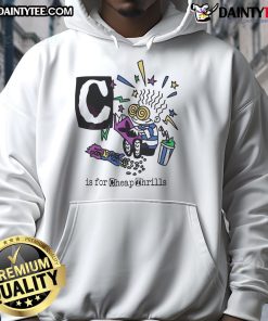 Good C Is For Cheap Thrills pop art hoodie featuring vibrant graphics and trendy design for stylish casual wear.