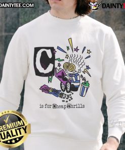 Good C Is For Cheap Thrills pop art sweatshirt featuring vibrant colors and bold graphic design.