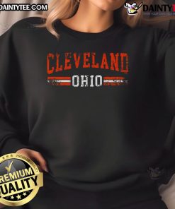 Good Cleveland Ohio State sweatshirt in navy blue, showcasing the iconic Ohio State logo and comfortable fabric.
