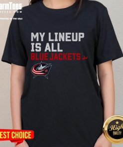 Good Columbus Blue Jackets My Lineup Ladies Tee featuring team logo and stylish design for fans.