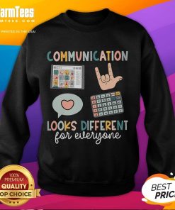 SPED teacher wearing an ASD sweatshirt promoting good communication for diverse learners in a classroom setting.