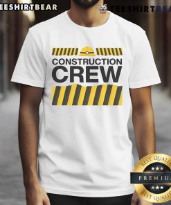 Good construction crew and highway workers wearing matching T-shirts at a lively outdoor party, showcasing teamwork and camaraderie.