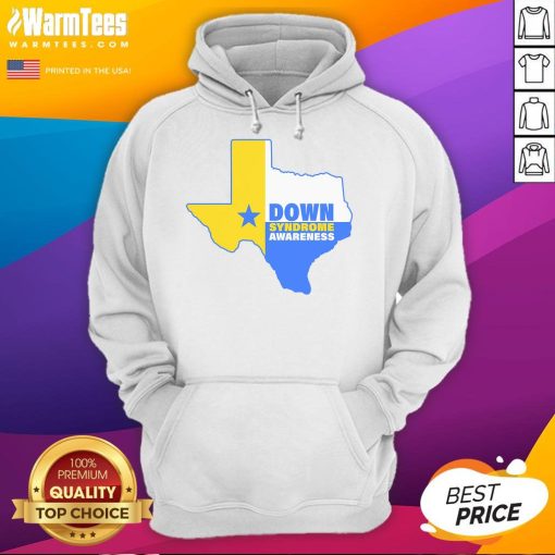 Texas State Hoodie for Down Syndrome Awareness featuring vibrant colors and supportive design promoting inclusivity.