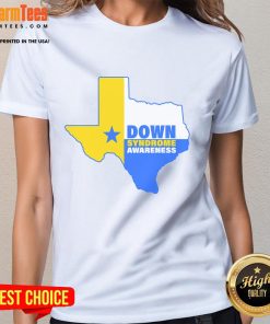 Texas State ladies tee featuring Down Syndrome awareness design, promoting inclusion and support for individuals with Down Syndrome.