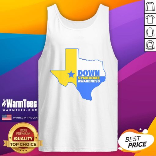 Good Down Syndrome Awareness Texas State tank top featuring vibrant design promoting inclusivity and support for Down syndrome.