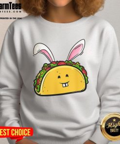Good Easter taco with bunny ears on a fun Easter sweatshirt for taco lovers celebrating the holiday.
