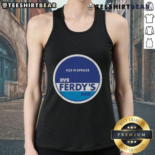 Good Ferdy's Bar tank top displaying vibrant design, perfect for summer style, available at 435 N Spruce.