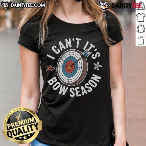 Good I Cant Its Bow Season Archer Ladies Tee featuring a stylish design perfect for female archery enthusiasts.
