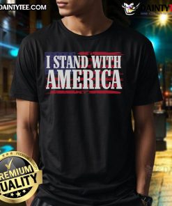 Good I Stand With America T-Shirt featuring an American flag design, perfect for patriotic events and casual wear.