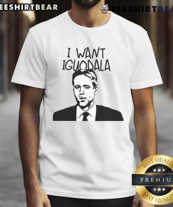 Good I Want Iguodala Max Kellerman quote T-shirt featuring bold text design on a stylish black cotton fabric.