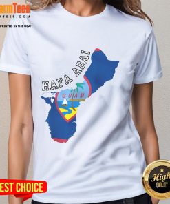 Good Island of Guam map with flag design on a stylish ladies tee, showcasing Guam's beauty and culture.