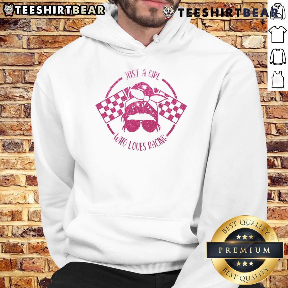 Good Just A Girl Who Loves Racing Race Day Checkered Flags Hoodie Good Just A Girl Who Loves Racing hoodie featuring race day checkered flags design, perfect for racing fans.