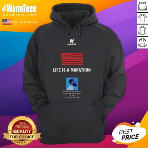 Good Life Is A Marathon Neighborhood Nip Foundation hoodie in vibrant colors, perfect for casual wear and community support.