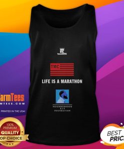 Good Life is a Marathon Neighborhood Nip Foundation tank top featuring a vibrant design for fitness enthusiasts.