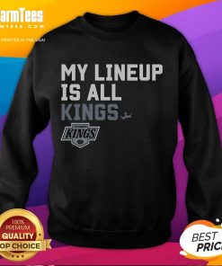 Good Los Angeles Kings My Lineup Sweatshirt featuring bold team graphics, perfect for hockey fans and casual wear.