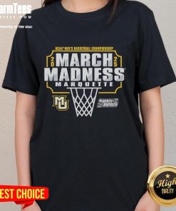 Good Marquette Golden Eagles March Madness 2025 Men's Basketball Championship Ladies Tee featuring team colors and logo.