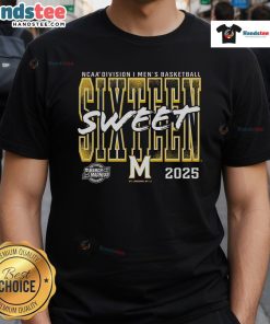 Good Maryland Terrapins 2025 NCAA Men's Basketball Tournament Sweet 16 T-Shirt featuring team colors and logo.