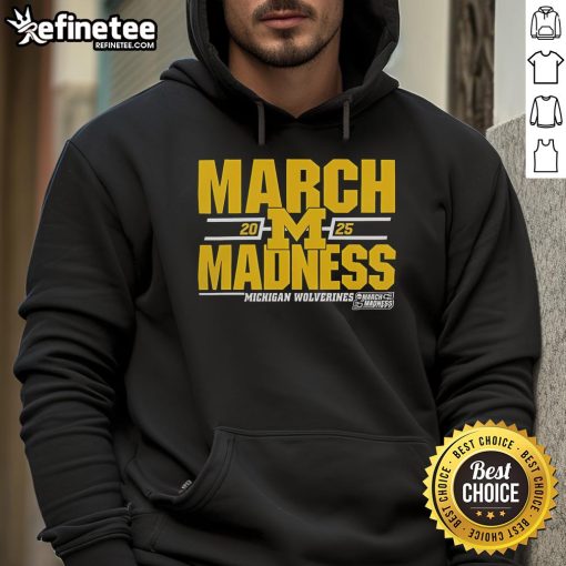 Good Michigan Wolverines 2025 March Madness D1 Men's Basketball Hoodie featuring team colors and logo for fans.