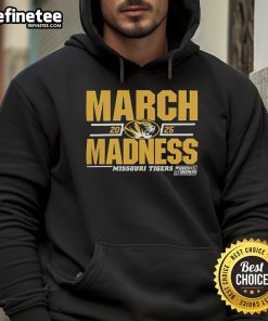 Good Missouri Tigers 2025 March Madness D1 Men's Basketball Hoodie in black with vibrant team logo and stylish design.