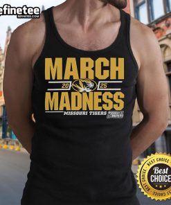 Good Missouri Tigers 2025 March Madness D1 Men's Basketball tank top featuring team colors and logo.