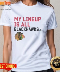 Chicago Blackhawks logo on a stylish ladies tee, perfect for fans showcasing team pride in fashion.
