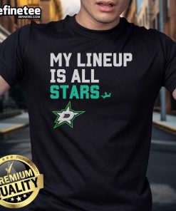 Good My Lineup Is All Dallas Stars Logo T-Shirt showcasing a stylish design for fans of the NHL team Dallas Stars.