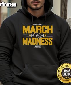 2025 Iowa Hawkeyes March Madness hoodie for NCAA Men's Basketball fans, featuring vibrant team colors and logo.