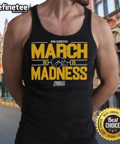 Iowa Hawkeyes March Madness tank top for 2025 NCAA Men's Basketball, featuring team colors and logo, perfect for fans.