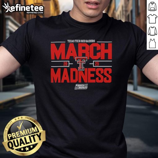 Alt Text: Good NCAA Men's Basketball 2025 Texas Tech Red Raiders March Madness T-Shirt featuring team colors and logo.