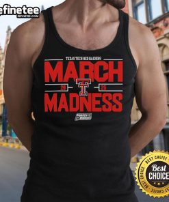 Texas Tech Red Raiders tank top for NCAA Men's Basketball 2025 March Madness, featuring team colors and logo.