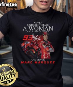 Alt Text: Limited edition MotoGP t-shirt for women, featuring Marc Marquez, perfect for passionate fans of motorcycle racing.