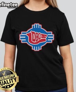 Alt Text: Good New Mexico Lobos Basketball logo on a stylish ladies tee, perfect for fans and casual wear.