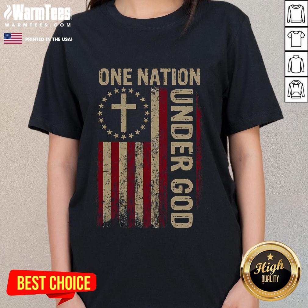 Good One Nation Under God Flag 4Th Of July Patriotic Christian Ladies Tee Good One Nation Under God Flag 4th of July Patriotic Christian Ladies Tee showcasing vibrant red, white, and blue design.