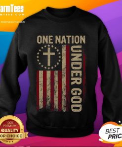 Good One Nation Under God flag sweatshirt for 4th of July, showcasing patriotic Christian pride and festive spirit.