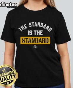 Good Pat Freiermuth wearing the Standard is the Standard ladies tee, showcasing team spirit and style.